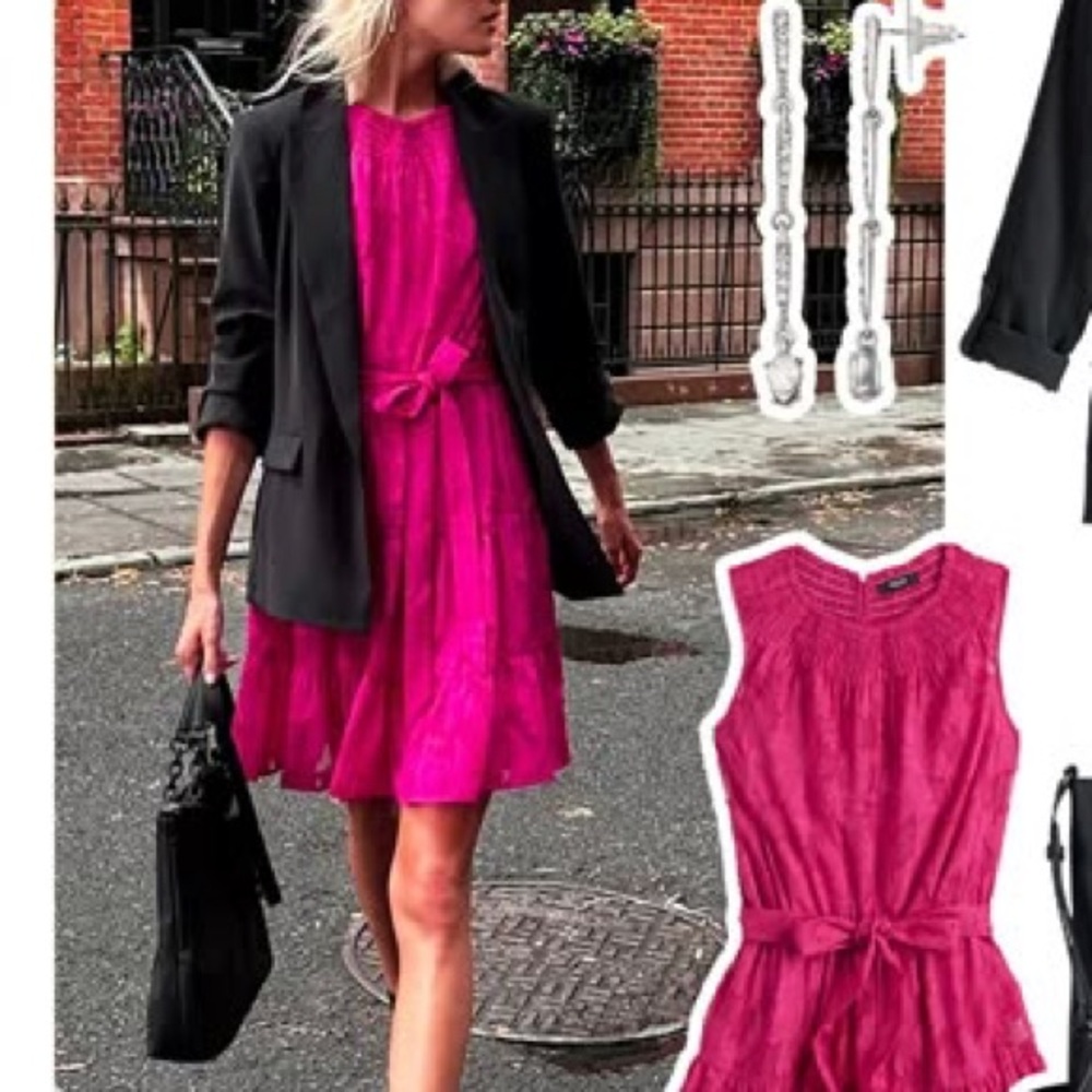 Simply Vera Vera Wang Smocked Neck Day Dress, Pink, Medium - Picture 3 of 13